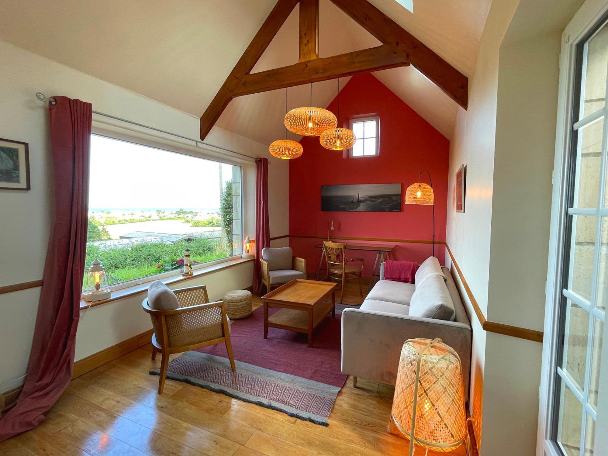 Maison de charme avec vue sur mer et jardin abrité Quinéville Esterno foto